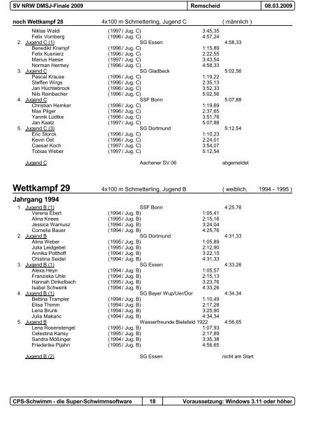 Wettkampf 13 - TPSK Schwimmen