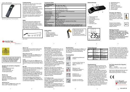 Bedienungsanleitung, Manuel, Manual, MS, Optris MS MiniSight ...