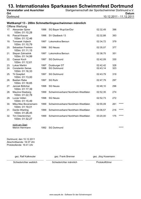 13. Internationales Sparkassen Schwimmfest Dortmund