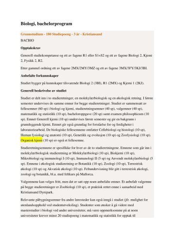 Biologi, bachelorprogram