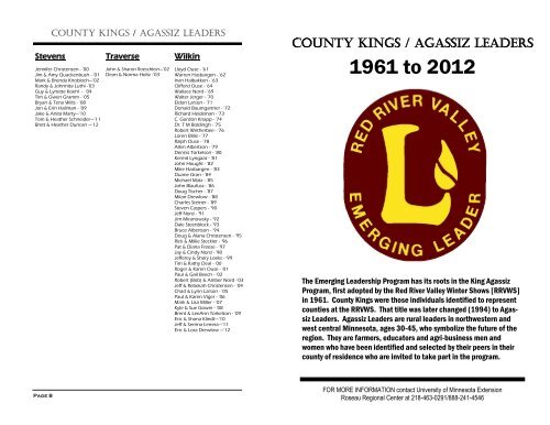 County Kings / Agassiz Leaders, 1961-2012 - University of Minnesota