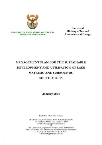 Lake Matsamo, South Africa - Department of Water Affairs and Forestry