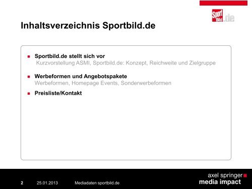 Mediadaten "sportbild.de" - Axel Springer MediaPilot