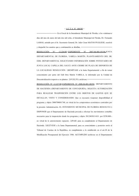 ACTA Nº 484 - Intendencia Municipal de Florida