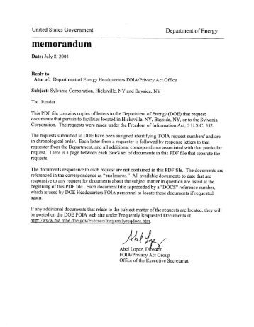 memorandum - U.S. Department of Energy