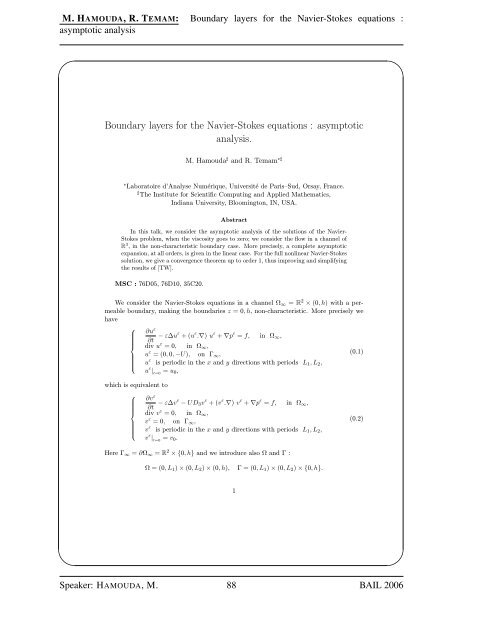 BAIL 2006 Book of Abstracts - Institut für Numerische und ...