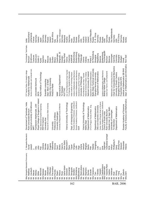 BAIL 2006 Book of Abstracts - Institut für Numerische und ...