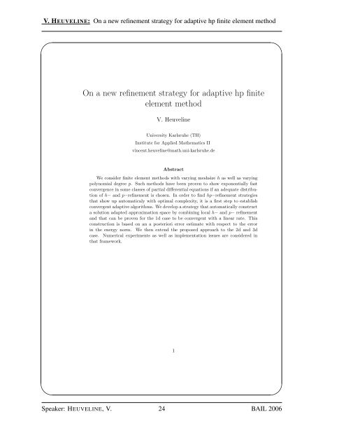 BAIL 2006 Book of Abstracts - Institut für Numerische und ...