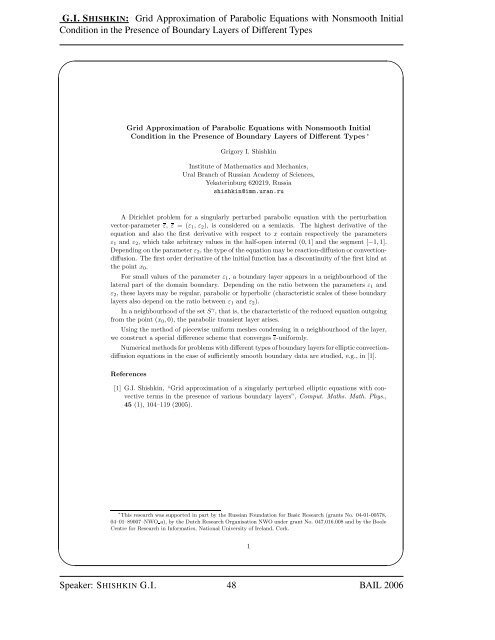 BAIL 2006 Book of Abstracts - Institut für Numerische und ...