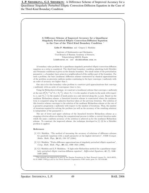 BAIL 2006 Book of Abstracts - Institut für Numerische und ...