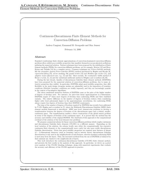 BAIL 2006 Book of Abstracts - Institut für Numerische und ...