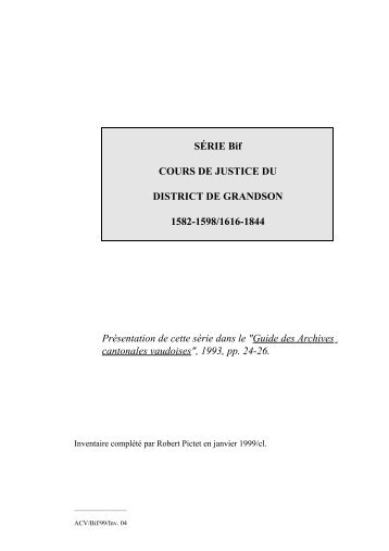 Inventaire Bic - Inventaires des Archives Cantonales Vaudoises