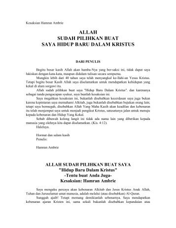 Kesaksian Hamran Ambrie - Bukti dan Saksi