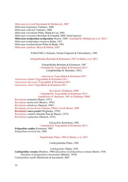 Actual checklist of Tardigrada species (2009-2012, Ver. 21: 30-06 ...