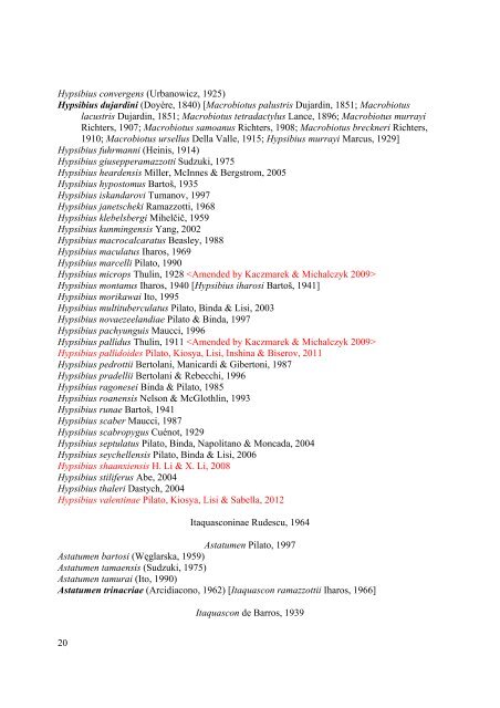Actual checklist of Tardigrada species (2009-2012, Ver. 21: 30-06 ...