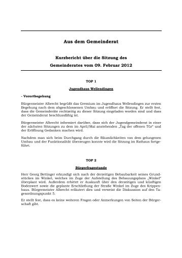 Aus dem Gemeinderat - Wellendingen