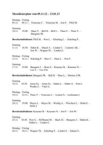 Messdienerplan vom 05 - Stadtkyll