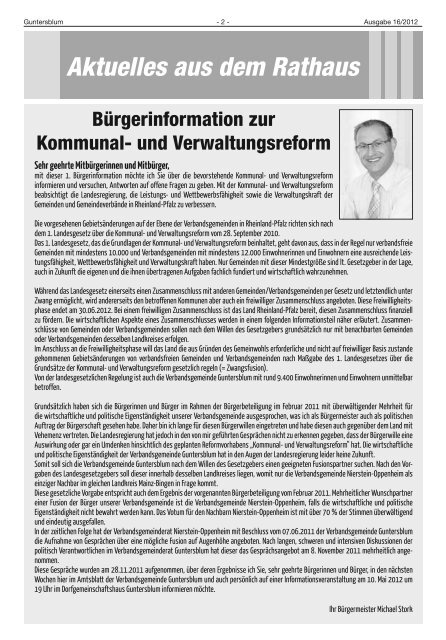 Amtlicher Teil - Verbandsgemeinde Guntersblum