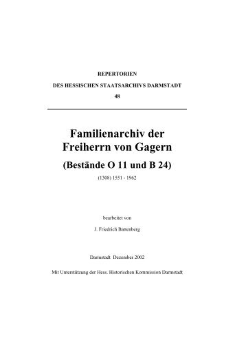 Familienarchiv der Freiherrn von Gagern - Hessisches Archiv ...