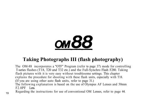 Olympus OM88 (OM101) Power Focus Camera Instructions