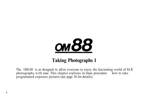 Olympus OM88 (OM101) Power Focus Camera Instructions