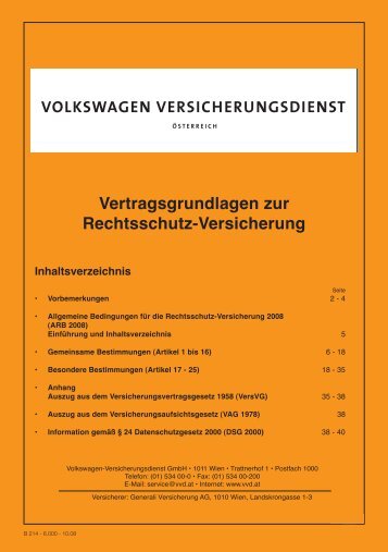 Vertragsgrundlagen zur Rechtsschutz-Versicherung - VVD