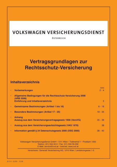 Vertragsgrundlagen zur Rechtsschutz-Versicherung - VVD