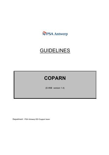 PSAA Guidelines: COPARN - PSA Antwerp