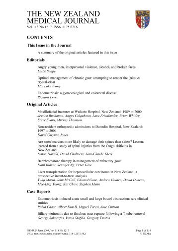 THE NEW ZEALAND MEDICAL JOURNAL - NZMA - NZ Medical ...