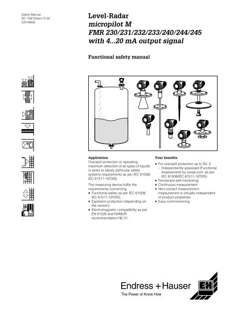 Level Radar Micropilot M Fmr 230 231 232 233 Endress Hauser