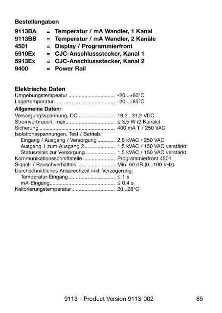 Bedienungsanleitung, Manuel, Manual, Manuale, 9113, PR ...