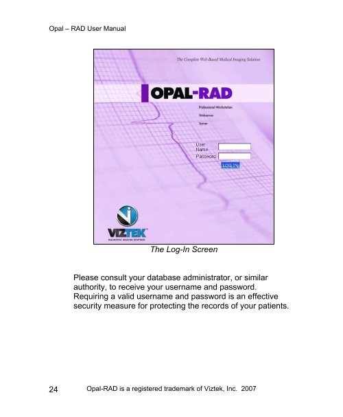 Opal-RAD User Manual .pdf - Viztek Medical Imaging