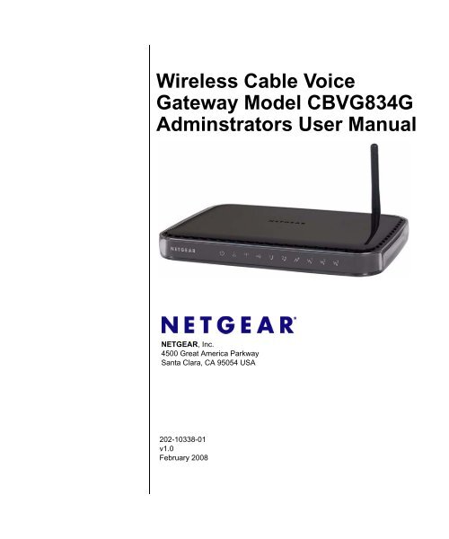 Wireless Cable Voice Gateway Model CBVG834G ... - English