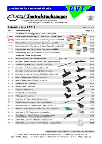 Zentralstaubsauger - GVT Gesellschaft für Vacuumtechnik mbH