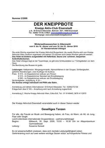 DER KNEIPPBOTE Kneipp Aktiv-Club Eisenstadt - Kneippbund