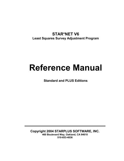 StarNet v6 manual - Engineering Surveyor