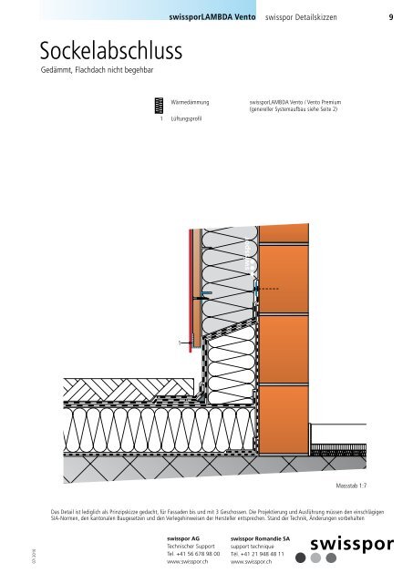 Detailskizzen für hinterlüftete Fassaden - Swisspor