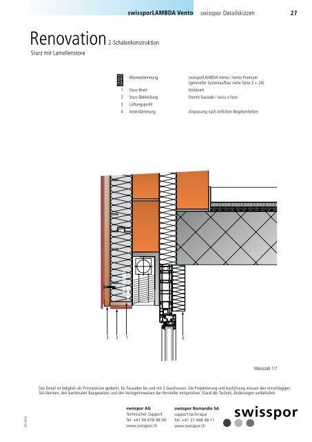 Detailskizzen für hinterlüftete Fassaden - Swisspor