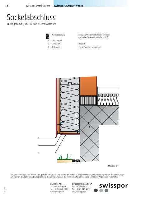 Detailskizzen für hinterlüftete Fassaden - Swisspor