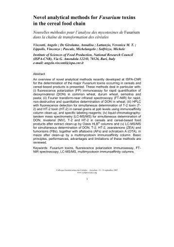 Novel analytical methods for Fusarium toxins in the ... - SympoScience
