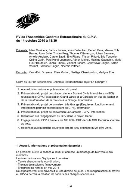 Modèle pv assemblée générale sci acquisition