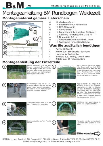 Montageanleitung der Einzelteile - B+M Haus- und Agrotech AG