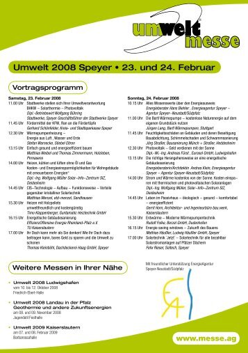 Umwelt 2008 Speyer • 23. und 24. Februar - Energieagentur Speyer ...