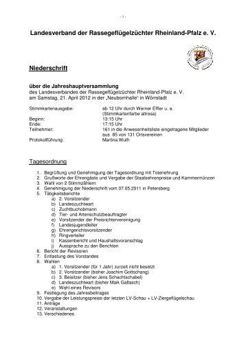 Protokoll JHV 2012 in Wörrstadt - Landesverband der ...