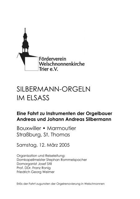 SILBERMANN-ORGELN IM ELSASS - Trierer Orgelpunkt