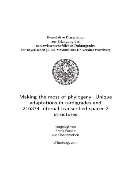 Making the most of phylogeny - OPUS - Universität Würzburg
