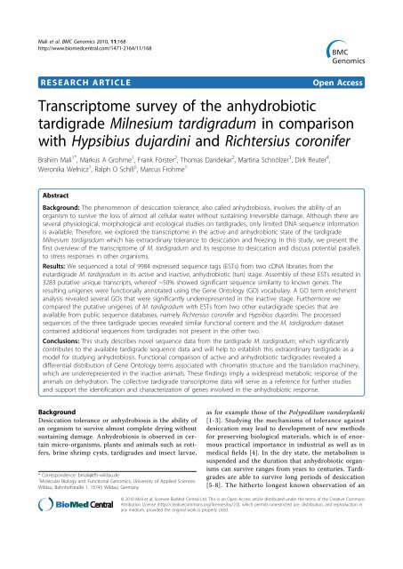 Making the most of phylogeny - OPUS - Universität Würzburg