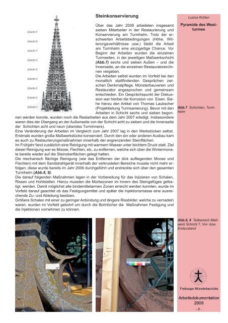 Arbeitsdokumentation 2008 - Freiburger Münsterbauverein