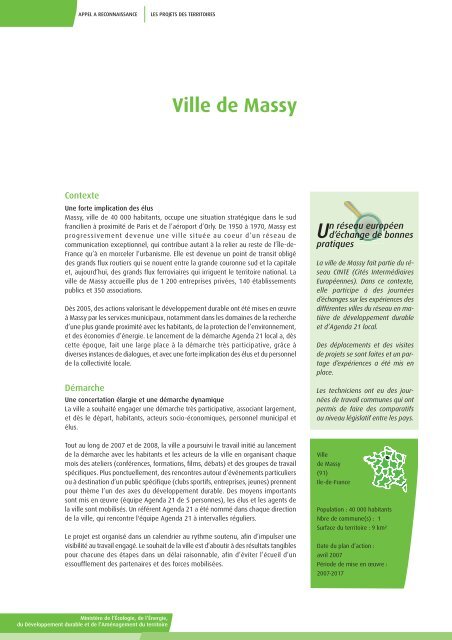 Ville de Massy - Ministère du Développement durable
