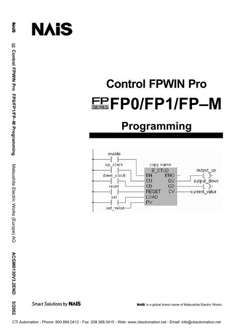 Panasonic Control FPWIN Pro Programming Manual - CTi Automation